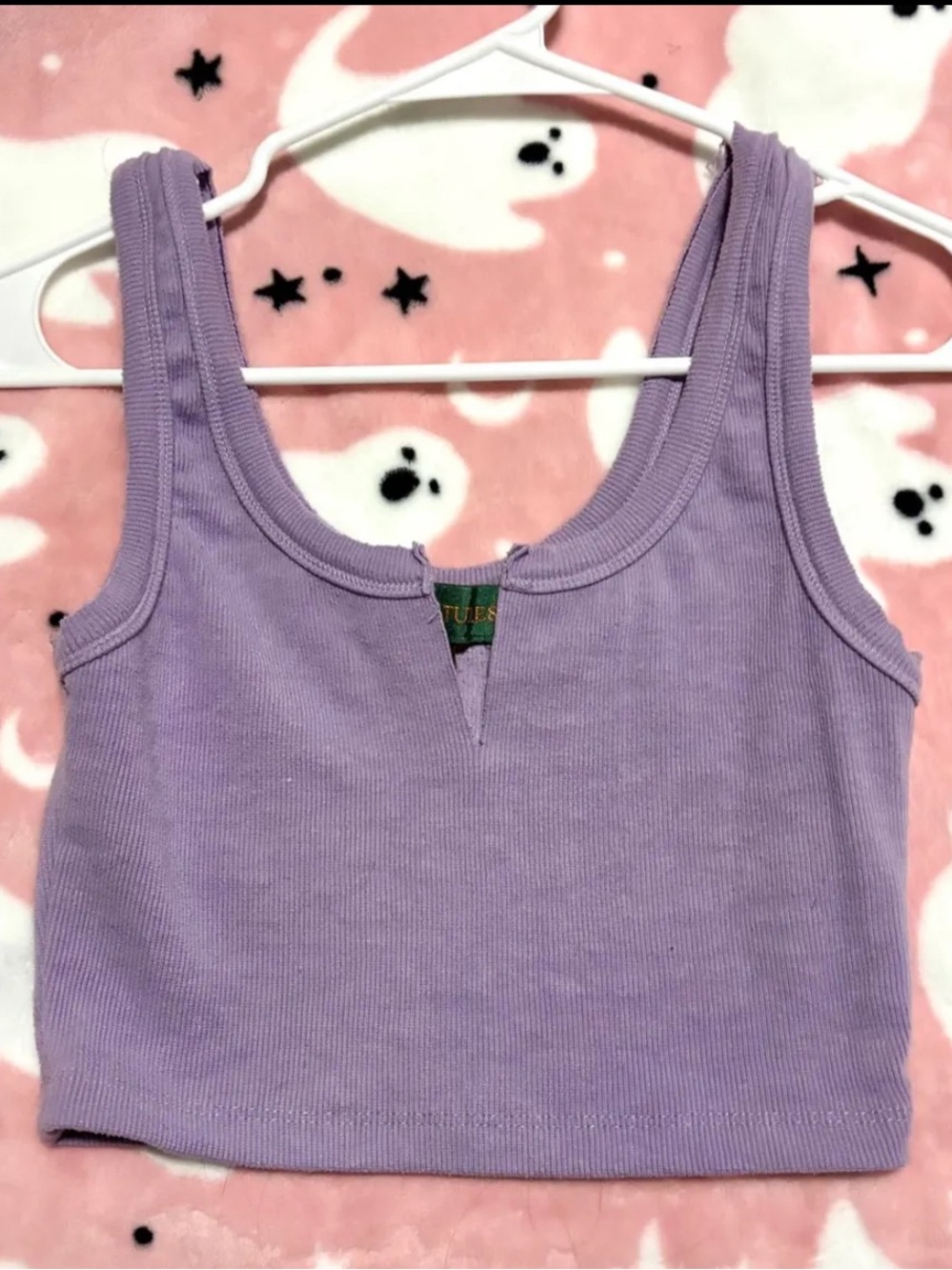 Signature8 Lavender Ribbed Notch Crop Tank